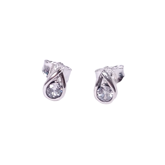 New! Silver 925 Rain Drop Infinite Stud Earrings. - Picture 4 of 5
